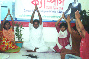 A glimpse of Free Yoga Session at Campus Auditorium.